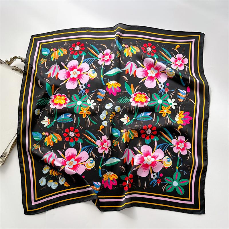 Новый принт 70*70 см шелковый квадратный шарф женский шейный платок женская повязка на голову фуляр сумка лента повязка на голову женский хиджаб бандана шарфы