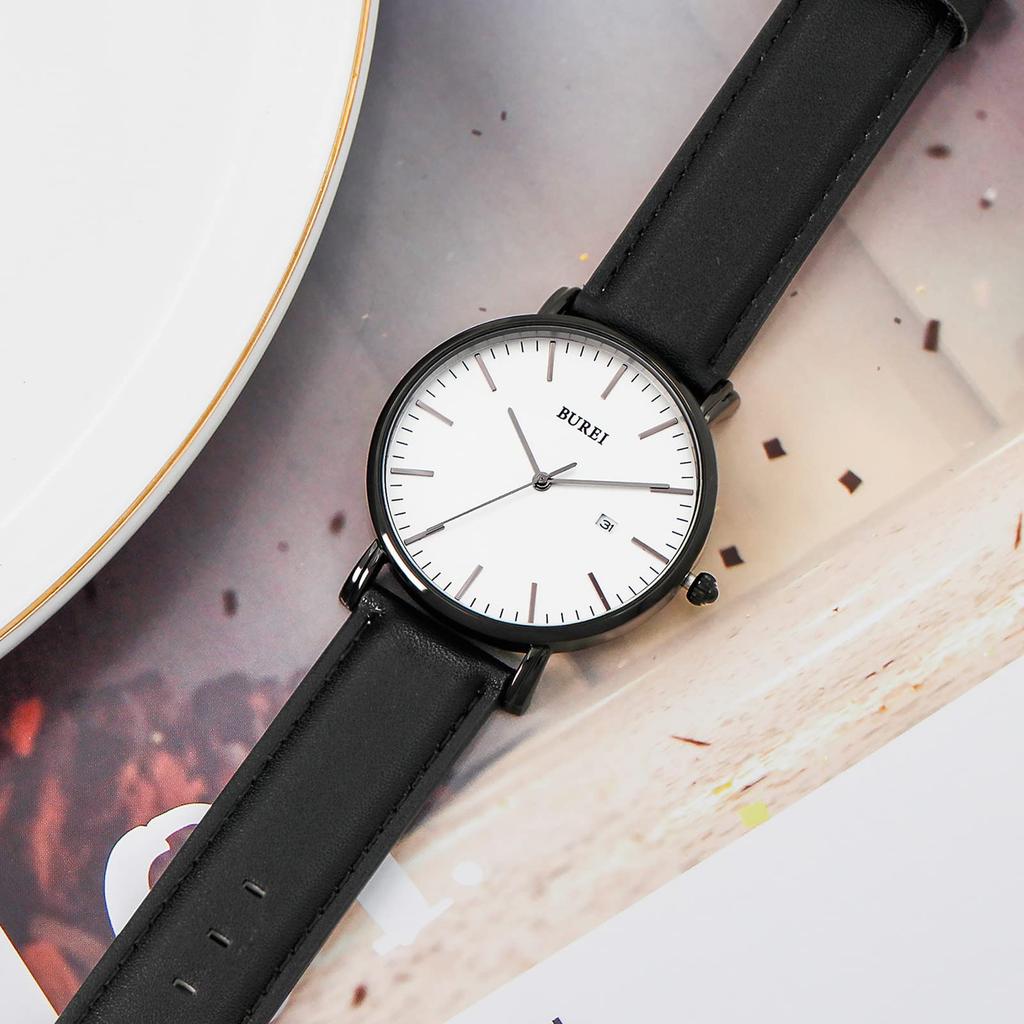 Stylish Leather Band Business Thin Brand Simple Watch P [BUREI] Men's Men's