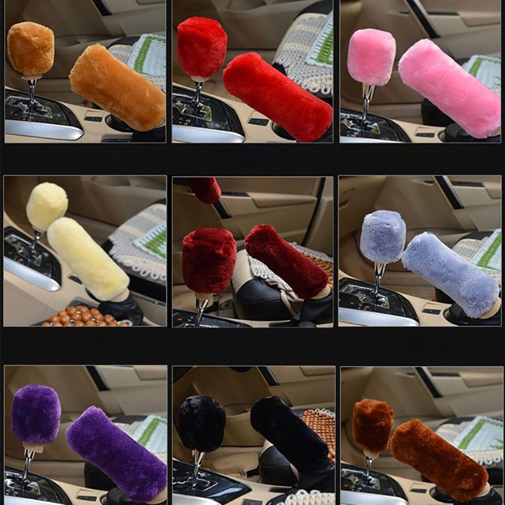 1 Pair of Soft Plush Handbrake Cover Set Warm Handbrake Grip Covers Automatic Transmission