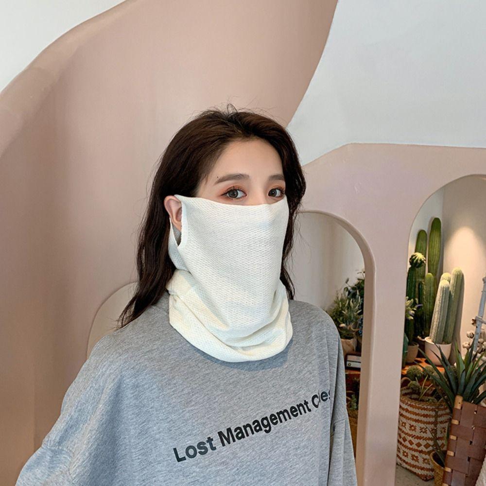 Neck Protection Women's Ear-mounted Masks Hanging Ear Neck Cover Knitted Bib  Autumn Winter