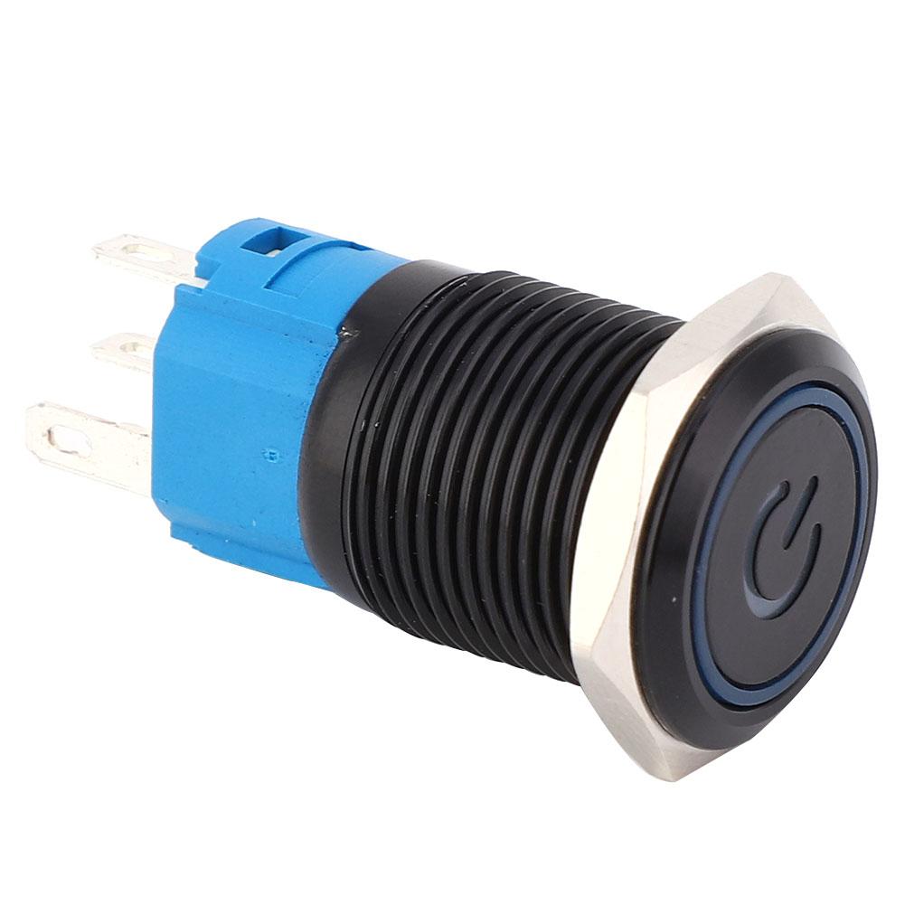 2 шт. Черный самоблокирующийся металлический переключатель IP65 с LED-лампой и символом 16 мм(Синий 36 В постоянного тока)