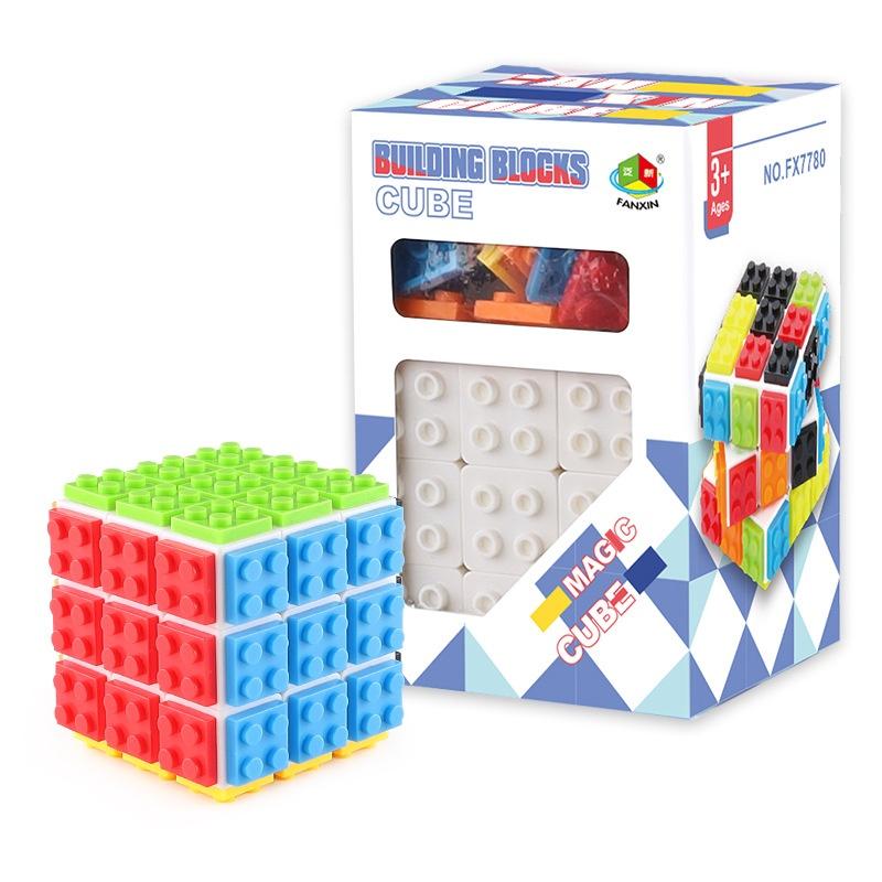 Кубик Рубика 3x3 Speed Cube с Строительными Блоками, Мини-Игрушка в Комплекте, Совместим с Lego Кубом, Обучающая Игрушка