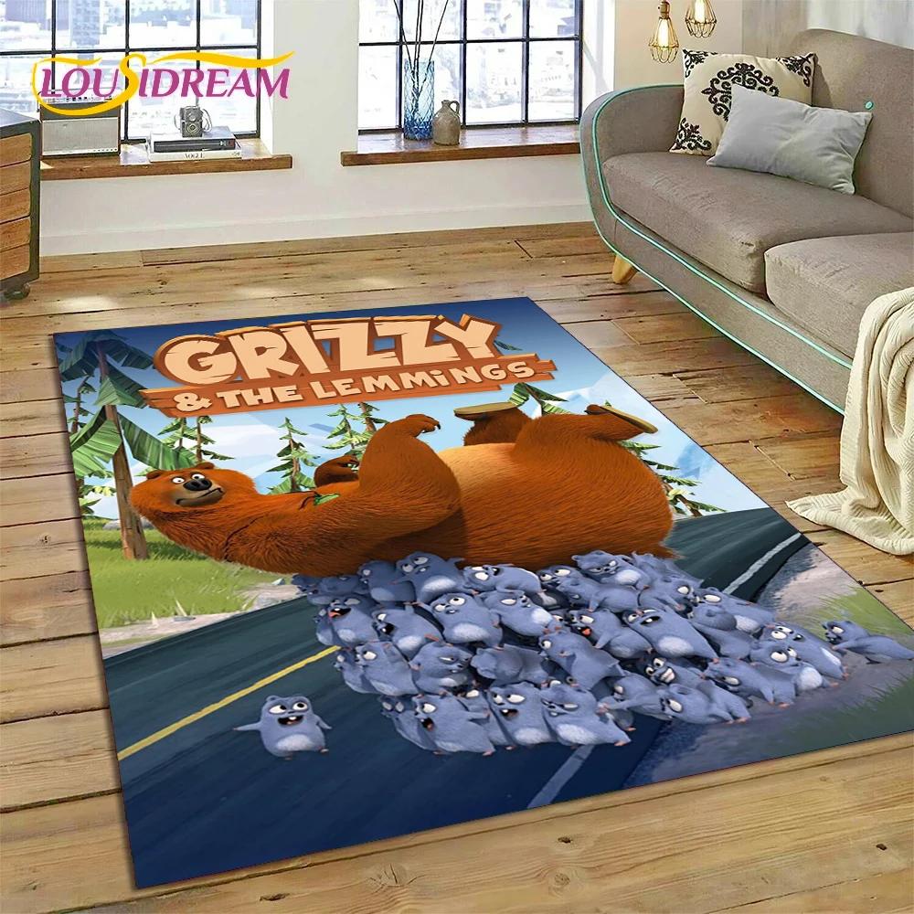 Cartoon Grizzy and The Lemmings Rug Carpet for Living Room Bedroom Home Decor,Floor Mat Non-slip Decoration for Sofa Doormat Kid
