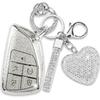 Key Fob Cover With Diamond Heart Keychain Car Key Shell Compatible With -2024 Chevy Tahoe Suburban GMC Yukon Denali Silverado Buick Full Protector