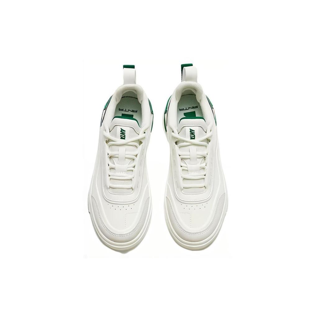 Anta Bump Slip Resistant, Abrasion Resistant, Lightweight Low top Skateboard Shoes Men's White Green 912248068-1