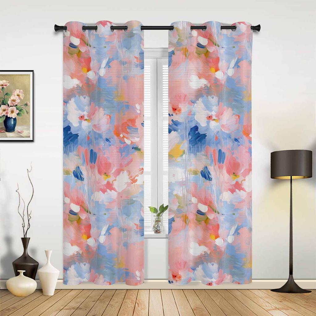 Abstract Flower Oil Painting Window Curtains for Living Room Luxury Bedroom Curtain Kitchen Blinds Drapes Curtains