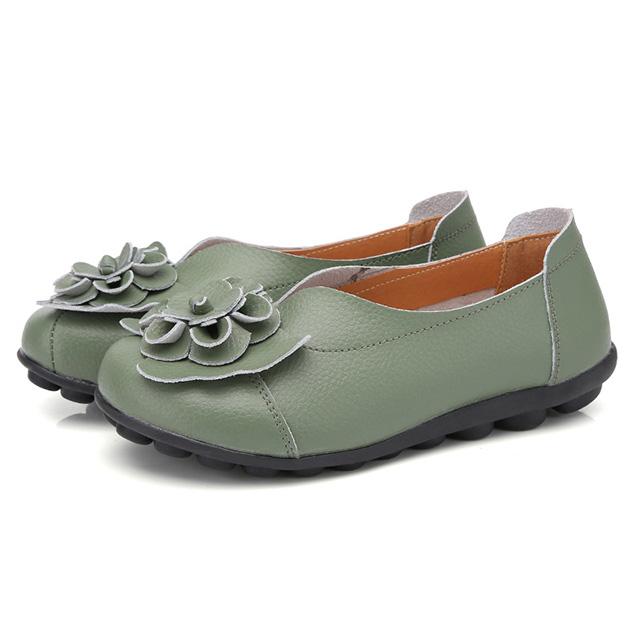 Moccasins Soft Genuine Leather Flat Shoes Women Flats with Flowers Ladies Shoes Women Designers Loafers Slip On Ballerina