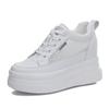 10CM 8CM Genuine Leather Women Shoes White Skateboard Sneakers Platform Wedge Shoes Air Mesh Hollow Breathable