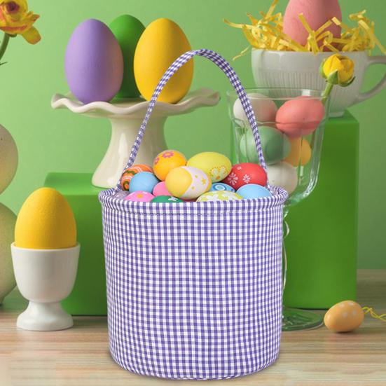 Пасхальное ведерко в клетку для детей, сумка для хранения в детской, подарочная корзина для новорожденных с ручкой для вечеринок по поиску пасхальных яиц