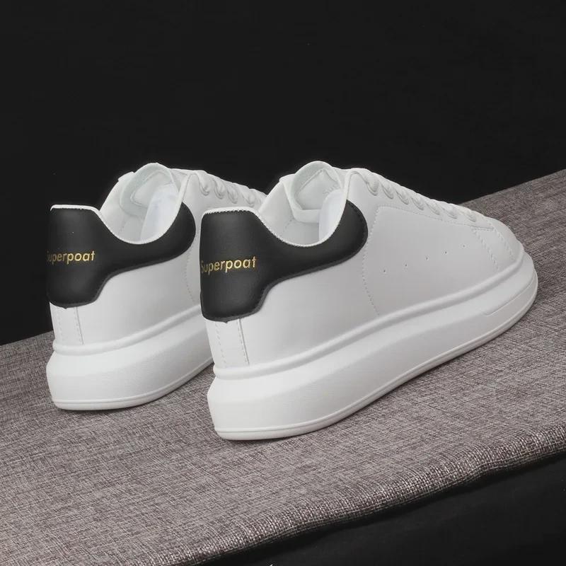 Superpoat Unisex White Shoes with Inner Lift, Casual Women's Platform Shoes, Men's Athletic Couple's Sneakers