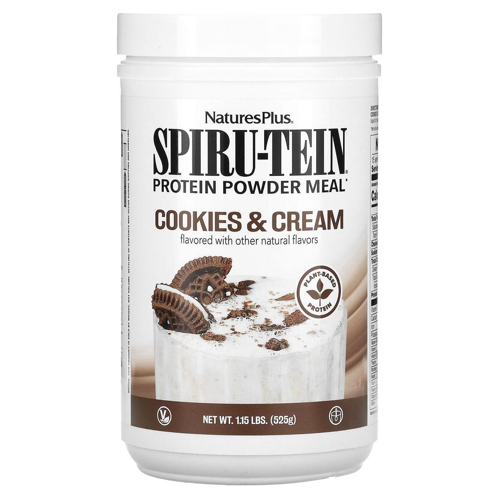 NaturesPlus Spiru-Tein, Protein Powder Meal, Cookies and Cream, 1.15 Lb (525 G)