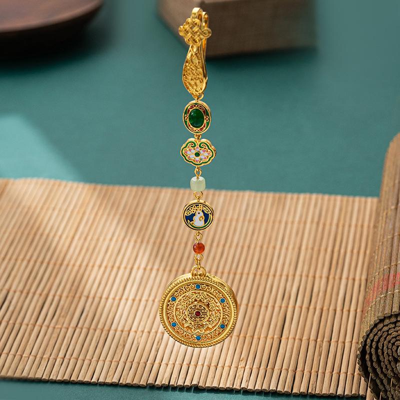 Имитация жемчуга Женское украшение Ханфу Ювелирные изделия Длинная подвеска-кисточка Аксессуары для ципао Сплав Ципао Прессованный лацкан