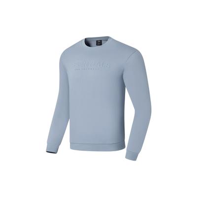Li-Ning Фитнес-серия, однотонный пуловер с буквенным принтом, пуловер с круглым вырезом, мужские топы, синий AWDSA49-5