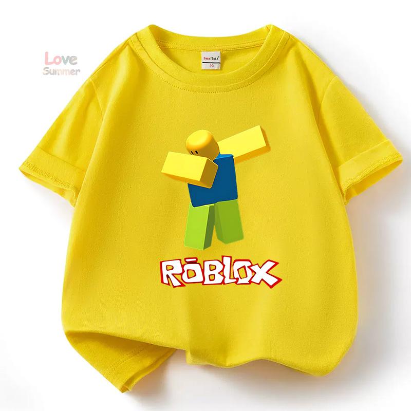 Детская футболка Robloxing для мальчиков Спортивная хлопковая футболка Детская Мультяшная унисекс Короткий рукав Повседневная Уличная Одежда Harajuku