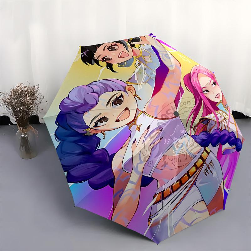 Kpop GirlsThemed Automatic Opening and Closing Umbrella 8 Ribs, Suitable for Leisure and Going Out, Outdoor Accessory, Gothic Style, Fashi