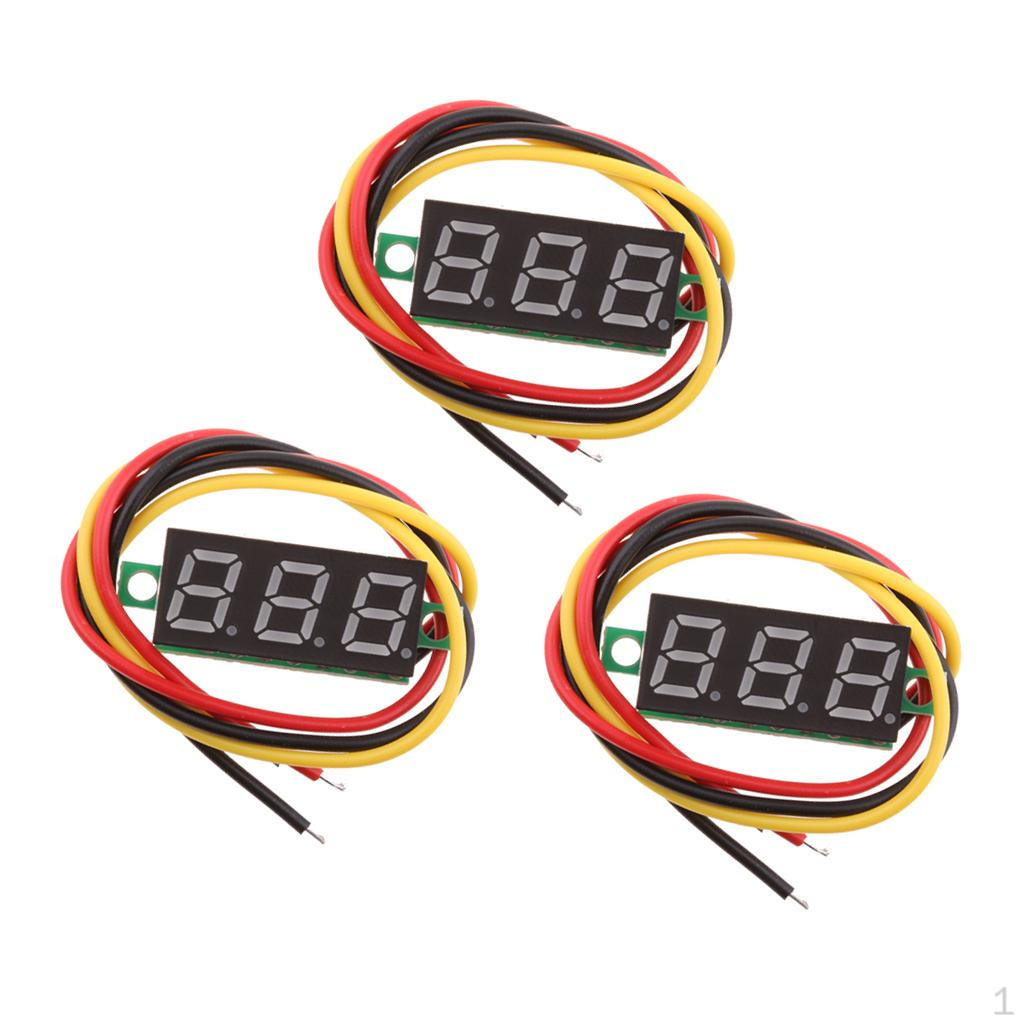 3 шт. 0,28" LED 00В Вольтметр Цифровой измеритель напряжения Красный