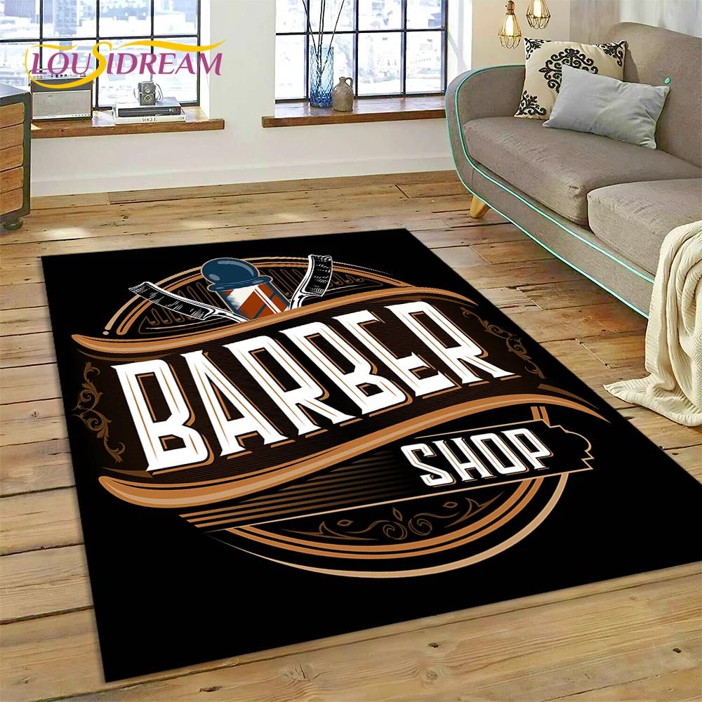 Модный логотип парикмахерской Череп Винтажный ковер-циновка для спальни, гостиной, дома, украшение для дивана, большой игровой коврик для ребенка