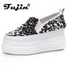 7.5cm Synthetic Platform Wedge Flats Bling Autumn Fashion Mesh Chunky Sneaker Casual Leather Comfy High Brand Summer Shoes