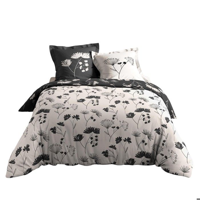 Parure de lit en percale de coton 240 x 260 cm Iris beige