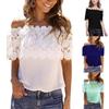 Элегантная женская блузка-футболка с кружевом и вырезами, с короткими рукавами и открытыми плечами, для летних прогулок
