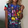 Women's 3d Colorful Print Tee Shirts Gothic Graphic Summer Holiday Party T-shirt Daily Casual Short-sleeved Female Clothing