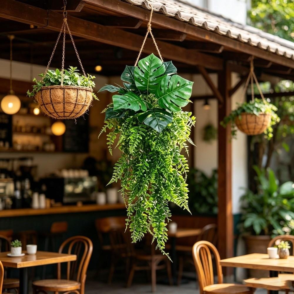 Waterproof Plastic Ivy Hanging Plant Real Touch Simulation Monstera Leaf Living Room Wall Hanging