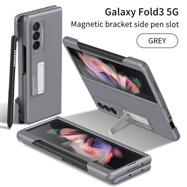 Ультратонкий матовый чехол для Samsung Galaxy Z Fold 3 Z Fold 4 5g, чехол с магнитным держателем, боковой слот для ручки, чехол для телефона Fundas (Нет S Pen )