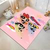 Colorful Cartoon Rug with Powerpuff Girls Design and Pink Background Suitable for use as an anti-slip for living room bedroom sofas