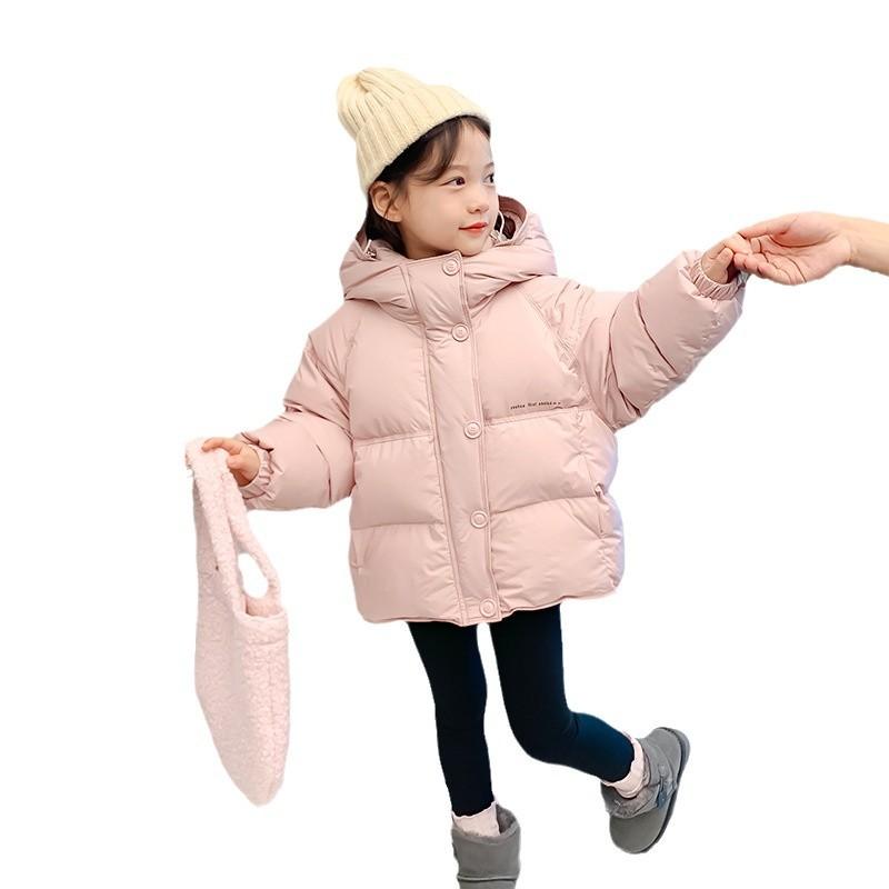 Новая стильная куртка на гусином пуху для девочек, стильная зимняя куртка, детская одежда, трехслойное пальто, теплая детская зимняя одежда