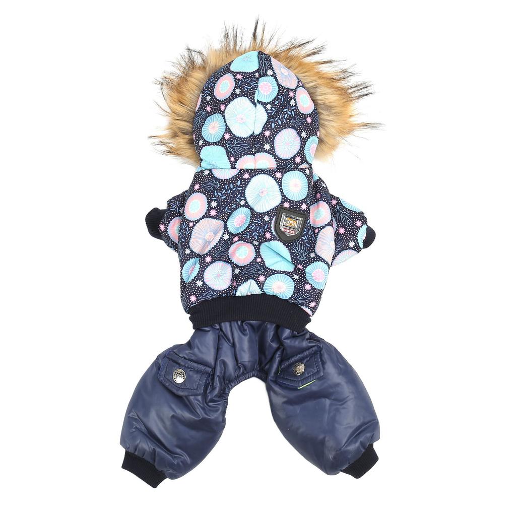 Зимнее пальто для собак, теплая утолщенная цельная куртка-пуховик с капюшоном для маленьких, средних и больших собак