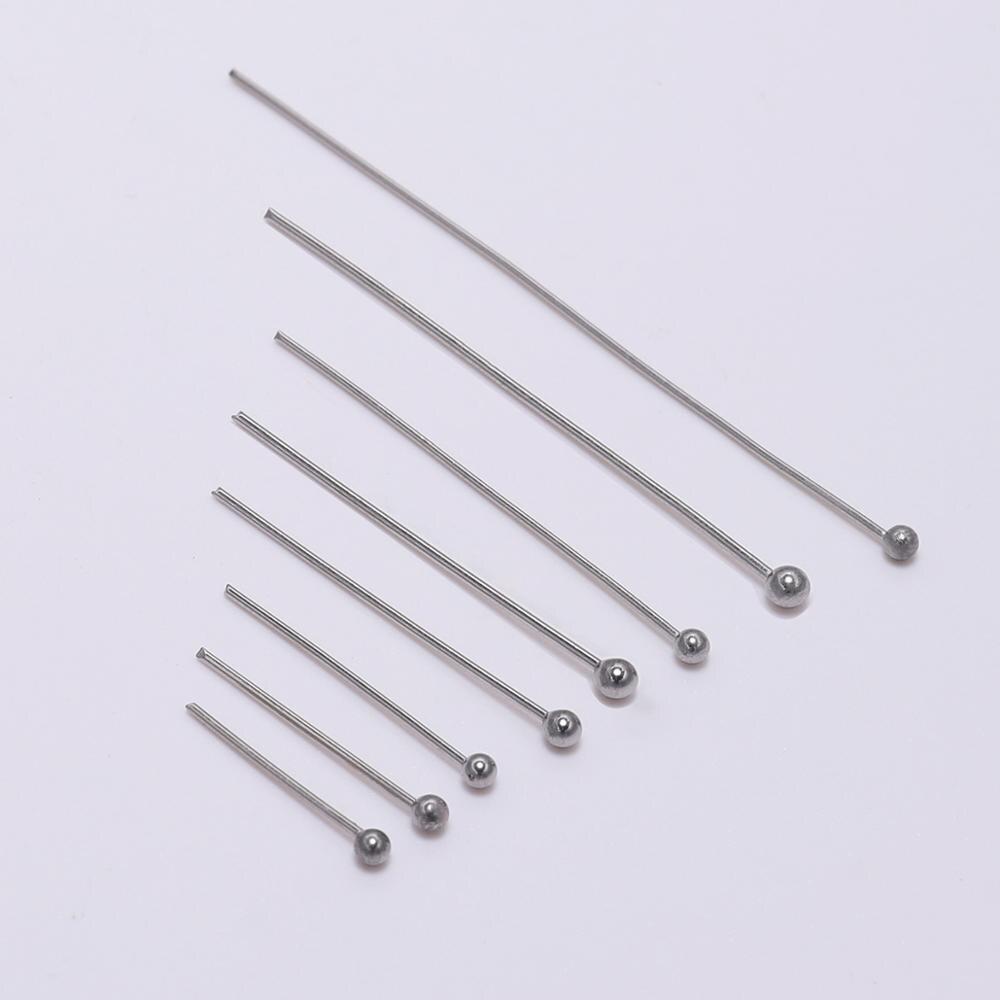 100pcs/Lot 15 20 30 40 50mm Stainless Steel Ball Head Pins For DiY Jewelry Making Head Pin Findings Accessories Dia 0.6mm