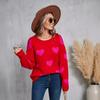 Winter Women's Sweater Love Valentine's Day Pullover Heart Color Clash Sweater