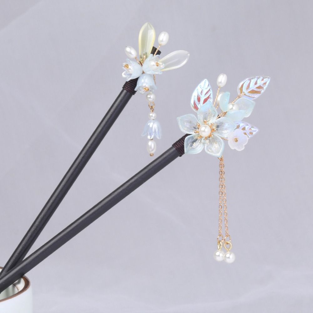 Tassel Flower Hair Stick Wood Hanfu Hair Stick Headpieces Pearl Hair Stick Party