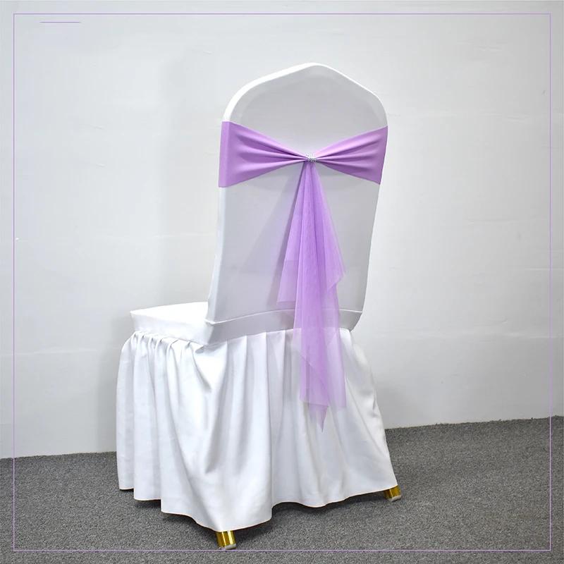 10/50 шт. эластичные спандексовые ленты-банты для стульев с лентой из органзы для банкета, вечеринки, свадьбы, эластичные пояса для стульев