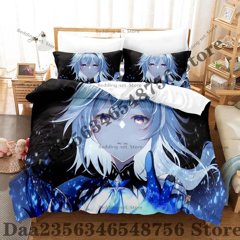 Personality Genshin Impact Eula Anime Bedding Set New 3D Print Duvet Cover Pillowcase Soft Microfiber Single Twin Queen King Siz