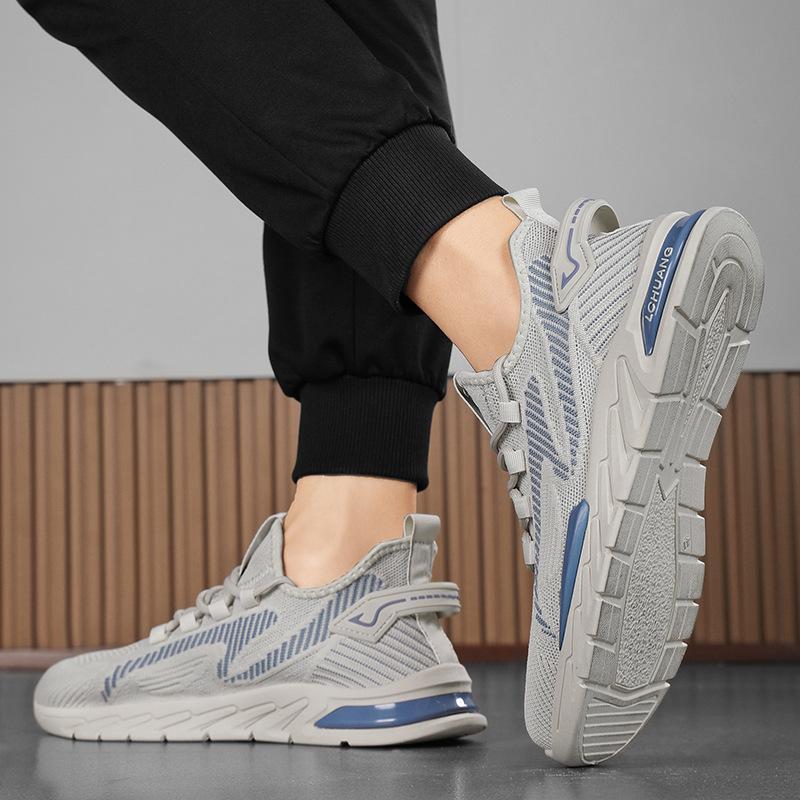 Весна 2025 Новая Мода Универсальная Повседневная Сетка Летающее Плетение Мужская Обувь Дышащая Тренд Мягкая Подошва Легкая Спортивная Тренд Обувь