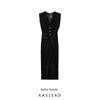 Kaslead New Arrival Women's Clothing Fashion Style Decorated Row Button Velvet V-neck Dress 9977185