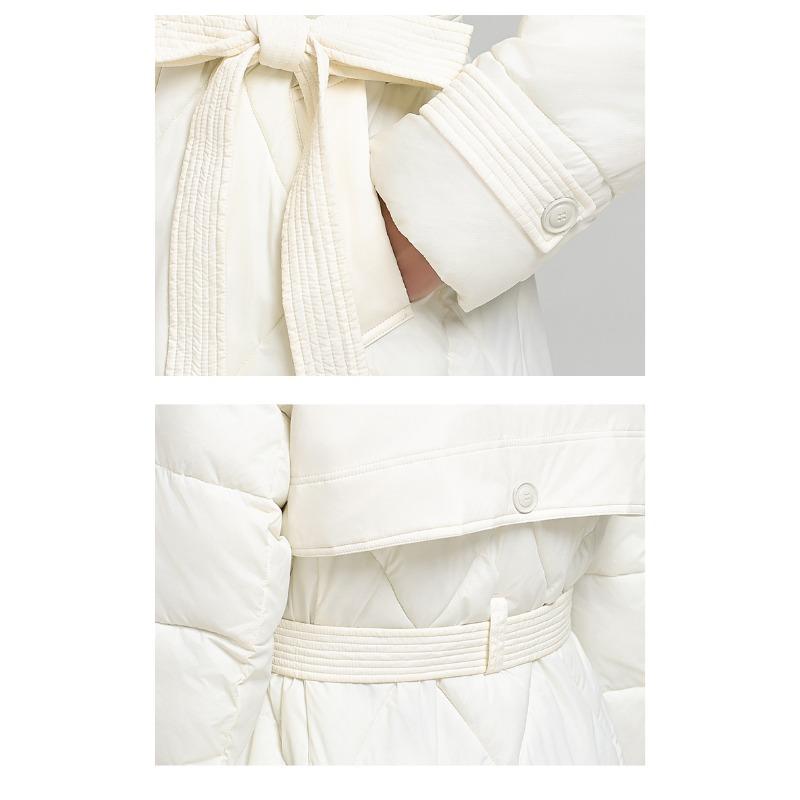 Элегантное и стройнящее длинное пуховое пальто с большим меховым воротником для женской зимней моды