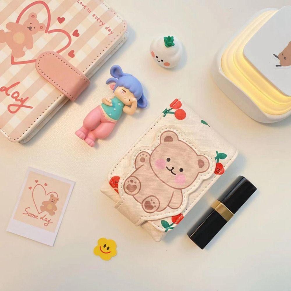 Pu Leather Mini Cosmetic Bag Bear Lipstick Storage Bag Korean Style Makeup Bag  Lipstick Storage