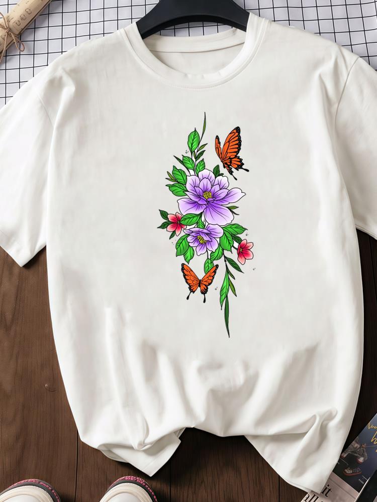 (Азиатский размер) любовь сердце цветок тренд Принт Футболки с круглым вырезом и коротким рукавом Мода Женская Повседневная Женский Топ Футболка Одежда Графическая футболка