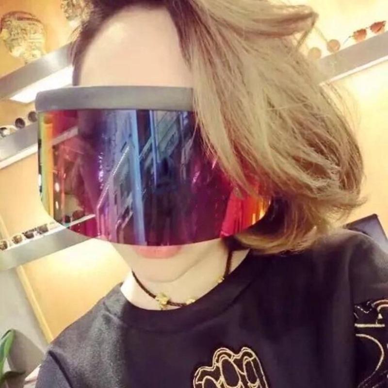Солнцезащитные Очки от подглядывания Огромная Маска Щит Стиль Мужчины Женщины Ветрозащитные Один Большой Объектив лицевой щиток