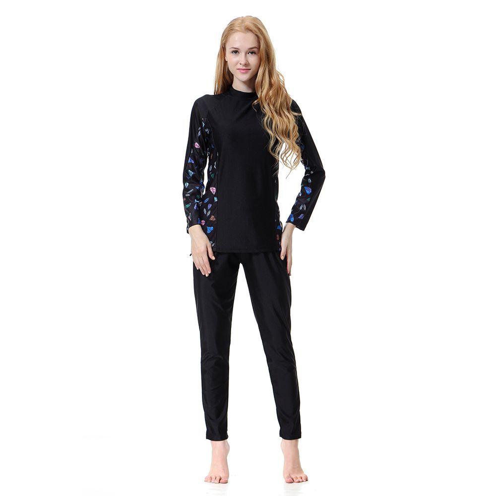 Женский мусульманский купальный костюм больших размеров с шапочкой, мусульманский купальник с принтом, пляжная одежда из 3 предметов, консервативный, высокоэластичный женский купальник