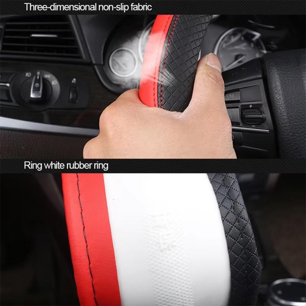 PU Leather Steering Wheel Cover 38cm Steering Cover Steer Wheel Protector Car Interior Decoration