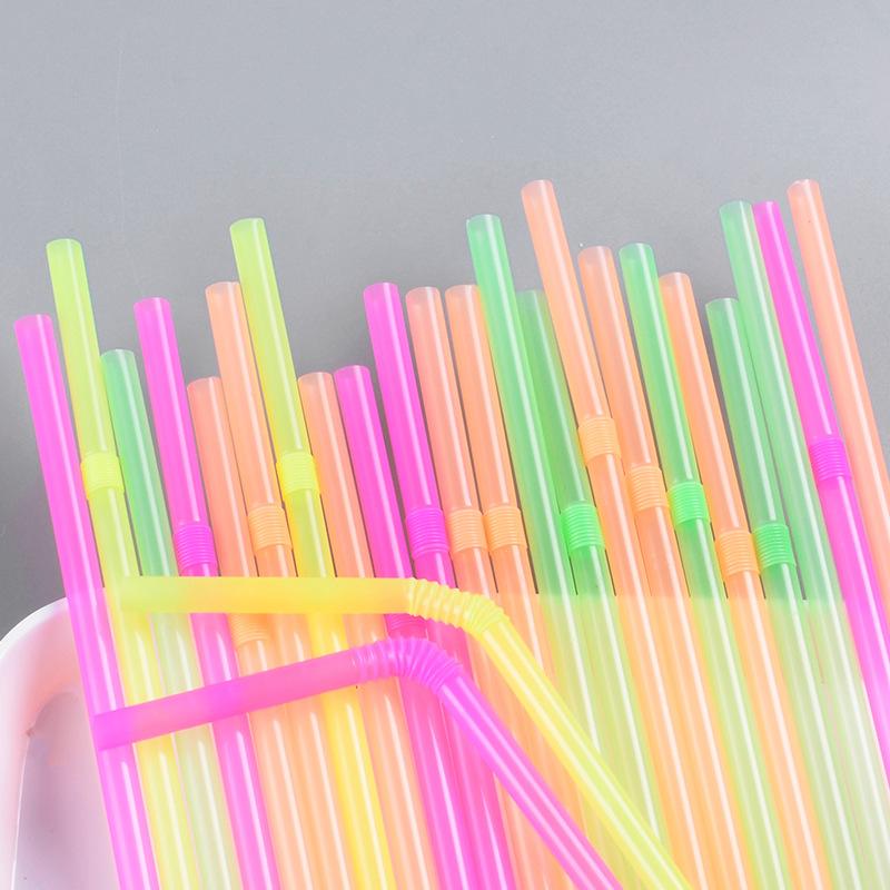 1000/100x Colorful Straws Disposable Plastic Flexible Drinking Straw for Bubble Milk Tea Cocktail Wedding Party Kitchen Supplies