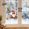 Reusable Static Decals Christmas Gnome Window Cling Waterproof Snowflake Glass Decal PVC Faceless Dwarf Sticker for Holiday Decoration Festive