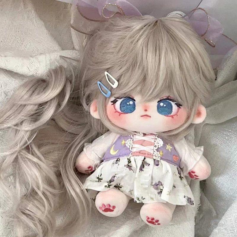 20cm Cute New Cotton Doll Girl Doll DIY Changeable Clothes Inner Frame Doll Gift Birthday Christmas Purple Hair