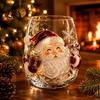 Handcrafted Glassware for Christmas 3D Glass Tumbler, Santa Snowman Tree Sculpted Cup, Seasonal Beverage Glasses Decorative Holiday Drinkware, Festive