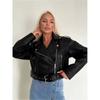 Spring Autumn Casual Women Lapel Zipper Faux PU Leather Jacket Female High Street Motorcycle Leather Jacket