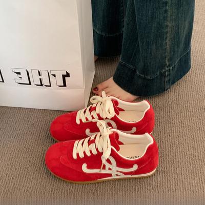 Красные немецкие тренировочные кроссовки женские 2025 новая весна плоская обувь повседневная спортивная обувь легкие и не устающие кроссовки Форреста Гампа женские