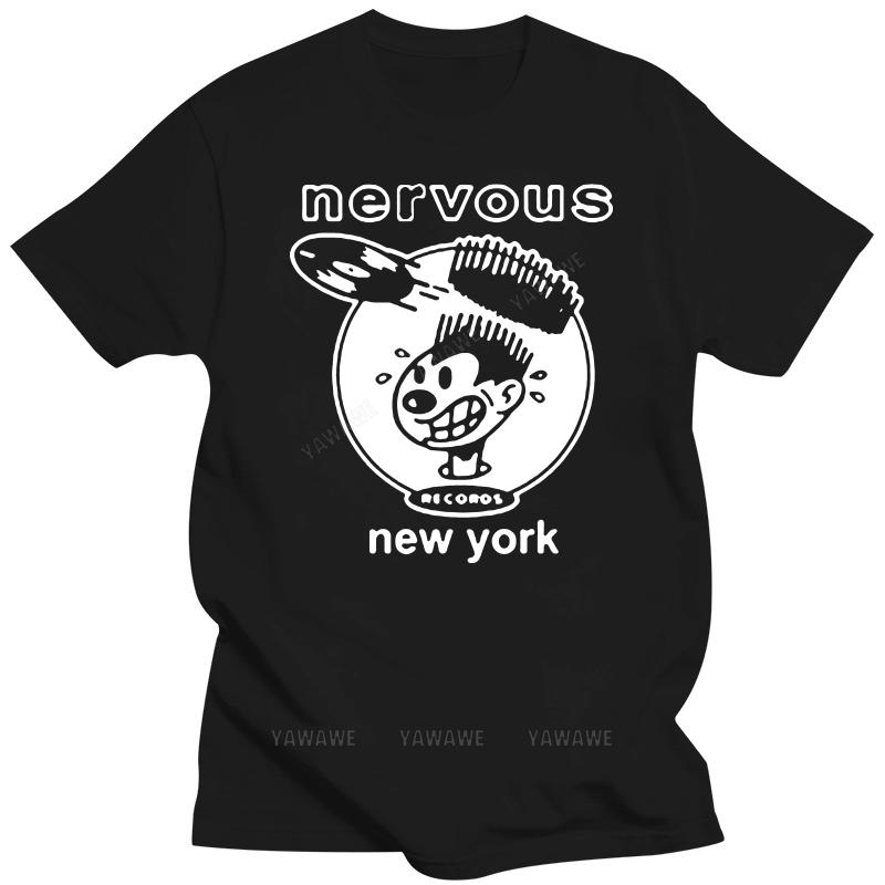 Хлопковая футболка футболки Nervous Records. Андеграунд Хаус Дэнс Музыка Хип-хоп бренд повседневная с коротким рукавом для мужской летней футболки